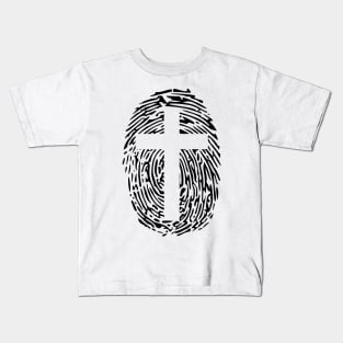 jesus-christ-team jesus- religious - gift - cross fingerprint Kids T-Shirt